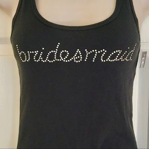 NWT-Bridesmaid-Rhinestone Embellished Racer Back-Rib Stretch Knit Tank Top-Sz XS